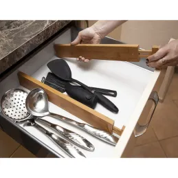 Set de 4 organiseurs réglables pour tiroirs / Bois naturel