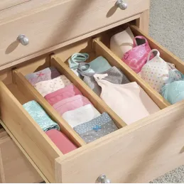 Set de 4 organiseurs réglables pour tiroirs / Bois naturel