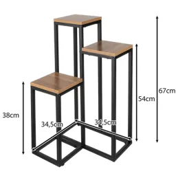 Support à fleurs à 3 niveaux GARDEN / Noir - bois
