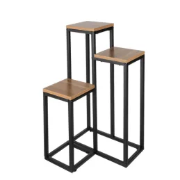 Support à fleurs à 3 niveaux GARDEN / Noir - bois