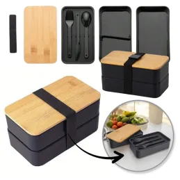 Boîte repas avec couverts MICHELIN / Noir – bois