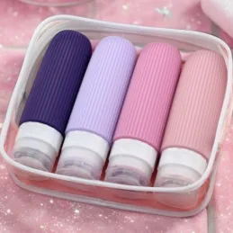 Set de voyage de flacons en silicone pour cosmétiques EMPORA / Rose