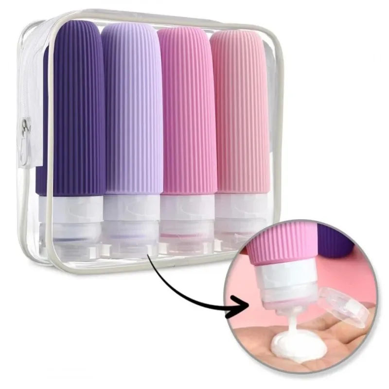 Set de voyage de flacons en silicone pour cosmétiques EMPORA / Rose