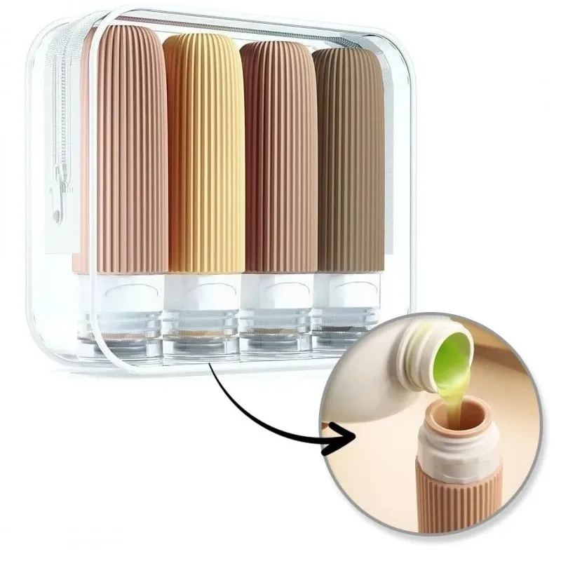 Set de voyage de flacons en silicone pour produits cosmétiques EMPORA / Doré