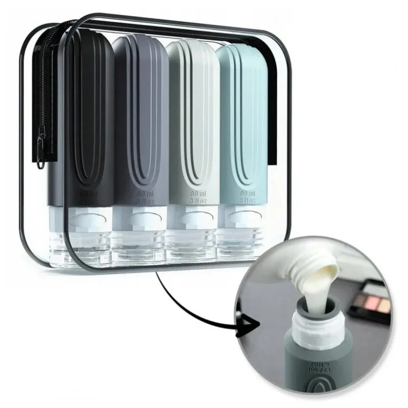 Set de voyage de flacons en silicone pour cosmétiques EMPORA / Noir