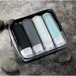 Set de voyage de flacons en silicone pour cosmétiques EMPORA / Noir