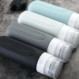 Set de voyage de flacons en silicone pour cosmétiques EMPORA / Noir