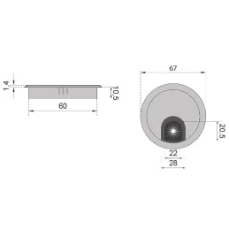 Passe-câbles LINDA 60 / Chrome mat mat