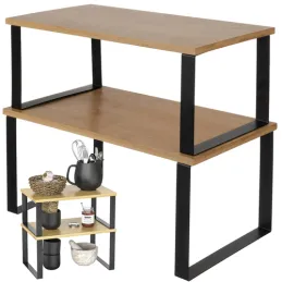 Set de 2 étagères de rangement de cuisine STAND / Noir – bois