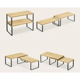 Set de 2 étagères de rangement de cuisine STAND / Noir – bois