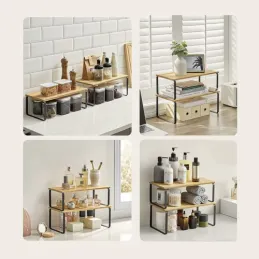 Set de 2 étagères de rangement de cuisine STAND / Noir – bois