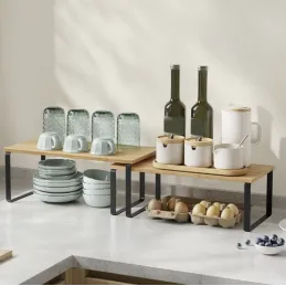 Set de 2 étagères de rangement de cuisine STAND / Noir – bois