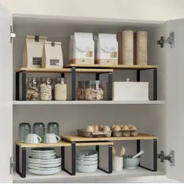 Set de 2 étagères de rangement de cuisine STAND / Noir – bois