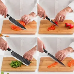Set de 6 couteaux de cuisine avec ciseaux et éplucheur LEATHER / Noir