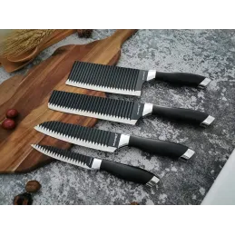 Set de 6 couteaux de cuisine avec ciseaux et éplucheur LEATHER / Noir