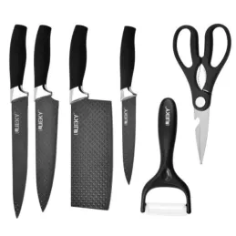 Set de 6 couteaux de cuisine avec ciseaux et éplucheur CARBON / Noir