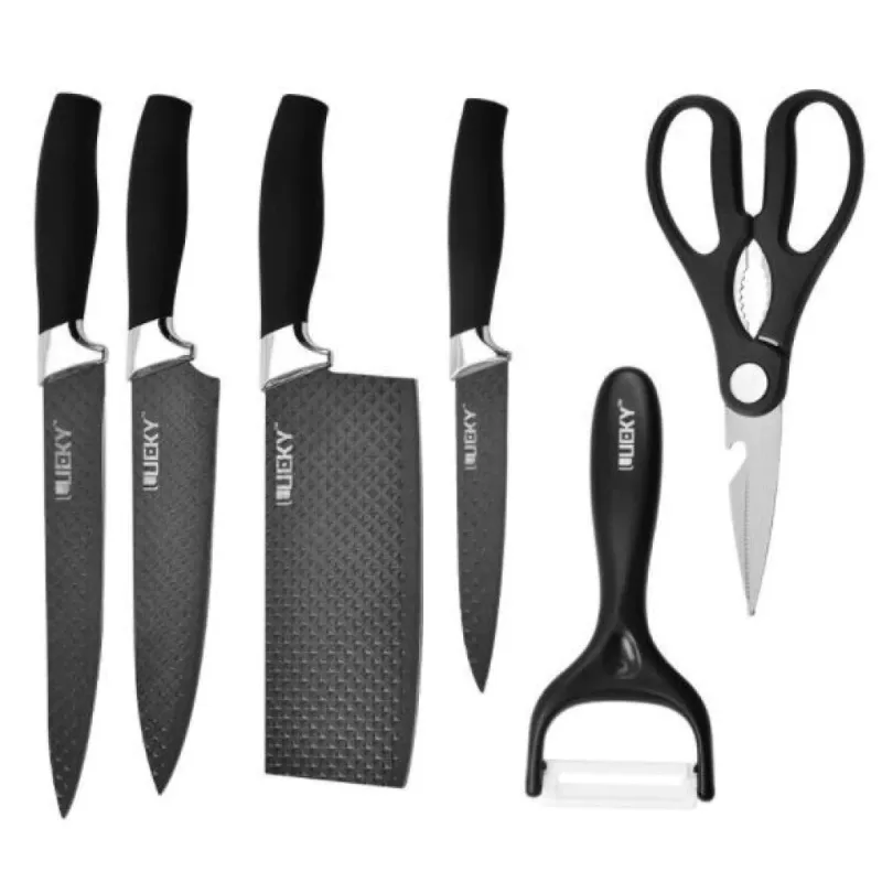 Set de 6 couteaux de cuisine avec ciseaux et éplucheur CARBON / Noir