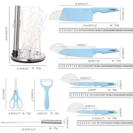 Ensemble de 8 couteaux de cuisine en acier inoxydable avec support FIT / Noir