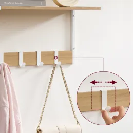Lot de 2 patères murales BROOKLYN / blanc – bois clair