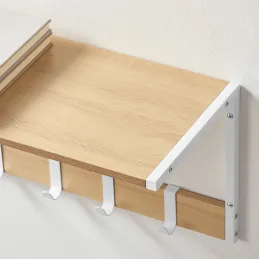 Lot de 2 patères murales BROOKLYN / blanc – bois clair