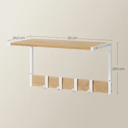 Lot de 2 patères murales BROOKLYN / blanc – bois clair