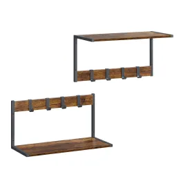 Set de 2 patères murales BROOKLYN / Noir – bois vintage