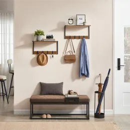Set de 2 patères murales BROOKLYN / Noir – bois vintage