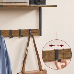 Set de 2 patères murales BROOKLYN / Noir – bois vintage