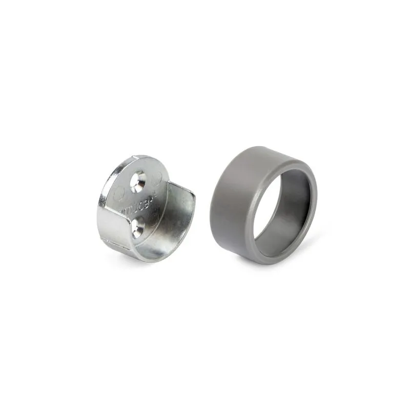 Embout avec cache pour barre de penderie LARGO / Titane