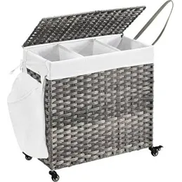 Panier à linge en rotin ASTRA 140 L / Noir