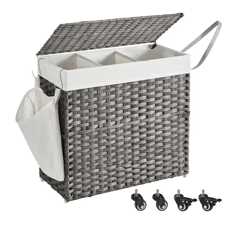 Panier à linge en rotin ASTRA 140 L / Noir