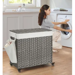 Panier à linge en rotin ASTRA 140 L / Noir