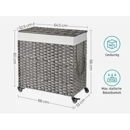 Panier à linge en rotin ASTRA 140 L / Noir