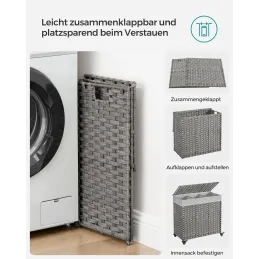 Panier à linge en rotin ASTRA 140 L / Noir