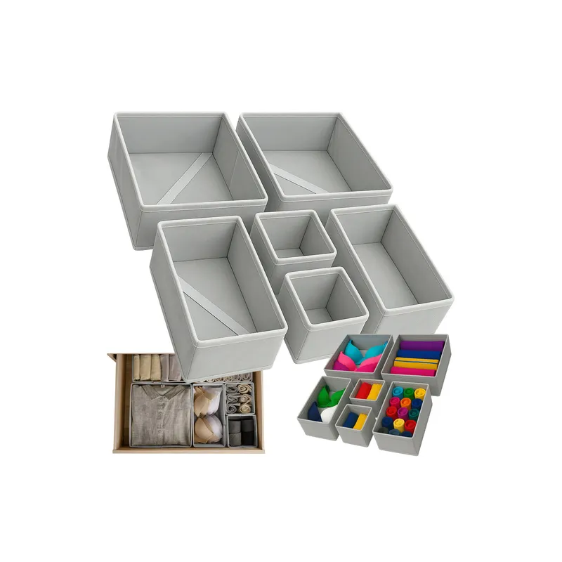 Set de 6 boîtes de rangement pour dressing MAXO / Gris