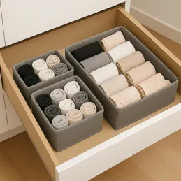 Set de 6 boîtes de rangement pour dressing MAXO / Gris