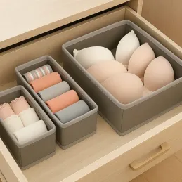 Set de 6 boîtes de rangement pour dressing MAXO / Gris