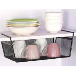 Panier métallique sous étagère PRACTICAL / Noir mat