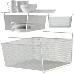 Panier métallique à suspendre sous une étagère PRACTICAL / Blanc mat