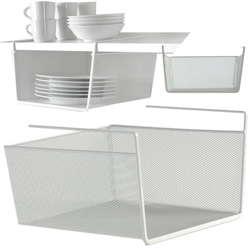 Panier métallique à suspendre sous une étagère PRACTICAL / Blanc mat