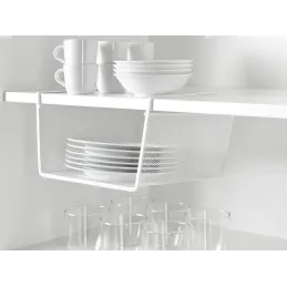 Panier métallique à suspendre sous une étagère PRACTICAL / Blanc mat