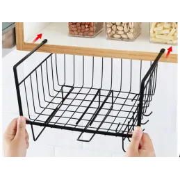 Panier métallique à suspendre sous une étagère avec crochets DRAFT / Noir mat