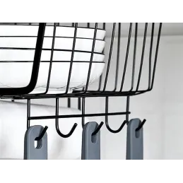 Panier métallique à suspendre sous une étagère avec crochets DRAFT / Noir mat