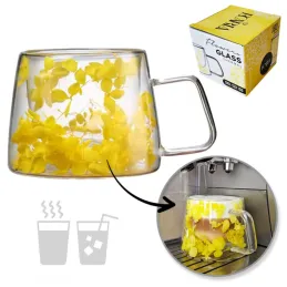 Tasse isotherme à fleurs FLOWER GLASS 180 ml / Jaune