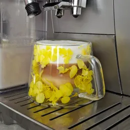 Tasse isotherme à fleurs FLOWER GLASS 180 ml / Jaune