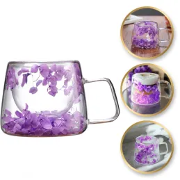 Tasse thermos pour boissons à fleurs FLOWER GLASS 180 ml / Violette