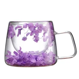 Tasse thermos pour boissons à fleurs FLOWER GLASS 180 ml / Violette
