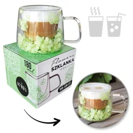 Tasse isotherme à boissons avec fleurs FLOWER GLASS 180 ml / Verte