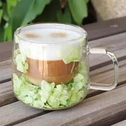 Tasse isotherme à boissons avec fleurs FLOWER GLASS 180 ml / Verte