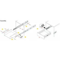 Coulisse à billes 46 mm HETTICH KA 5632 / Sans amortissement
